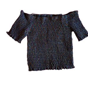 Urban outfitters multi colored off shoulder tube, top metallic threading size M